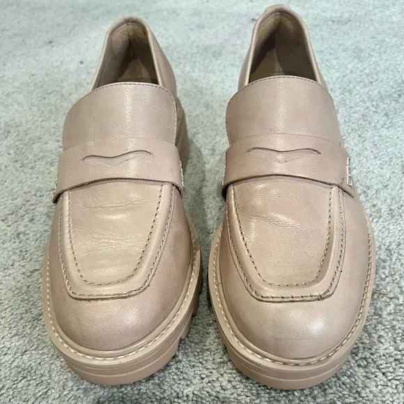 Bernardo Chandler Leather Lug Sole Platform Loafers, Women’s Size 8.5 Blush - Picture 3 of 9